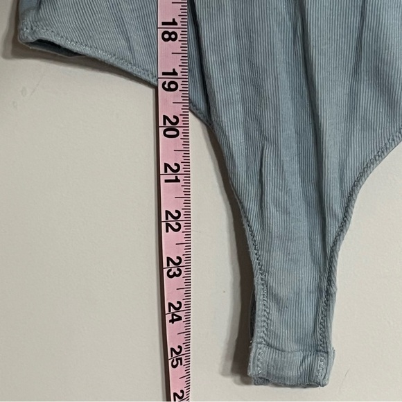 Free People Women's Byron Ribbed Bodysuit in Foggy Seaglass Blue Size Small - Picture 6 of 9
